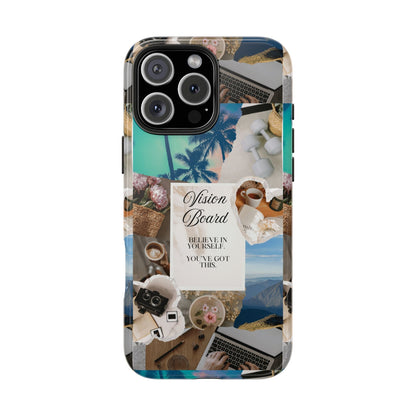Inspiring Vision Board Phone Case, Motivational Tough Case, Adventurous Gift for Her, Self-Care, Dream Big, Unique Phone Accessory