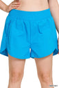 ZENANA Plus Windbreaker Smocked Waistband Running Shorts
