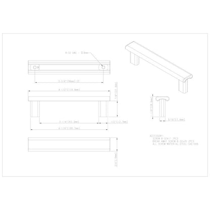 3" Center-to-Center Satin Nickel Square Park Cabinet Pull