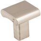 1" Overall Length Satin Nickel Square Park Cabinet Knob