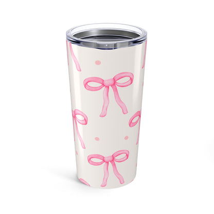 Customizable: Chic Bow Tumbler 20oz - Stylish Insulated Drinkware, Gift for Her, Birthday, Bridal Shower, Everyday Use, Pink Ribbon Design