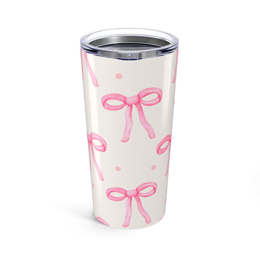 Customizable: Chic Bow Tumbler 20oz - Stylish Insulated Drinkware, Gift for Her, Birthday, Bridal Shower, Everyday Use, Pink Ribbon Design