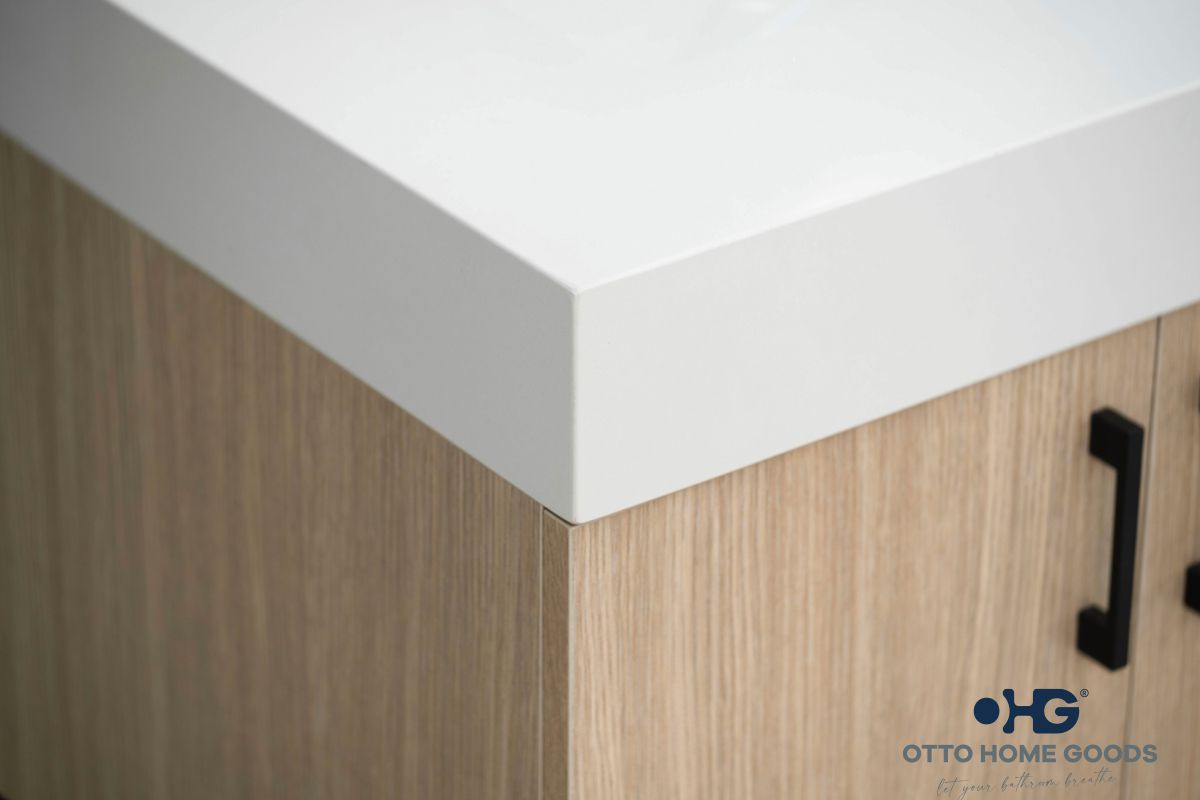 Solana Natural Oak 60" Double Bowls Bathroom Cabinet