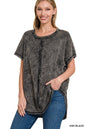 ZENANA Washed Baby Waffle Short Sleeve Top