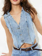 Denim Vest – Stylish V-Neck Layering Piece