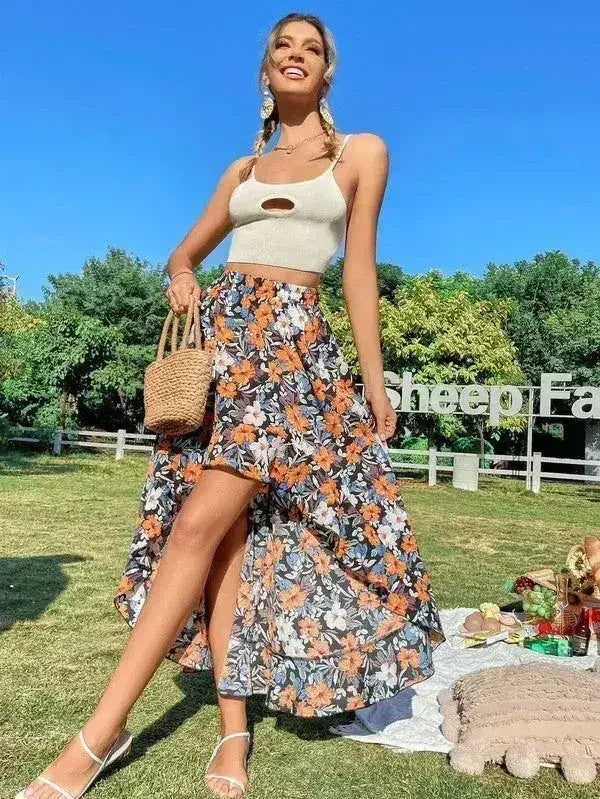High low ruffle skirt