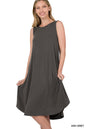 ZENANA Sleeveless Round Neck Round Hem Midi Dress