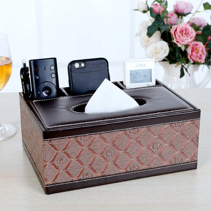 Multifunctional leather tissue box