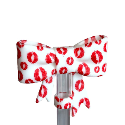 Kissy Lips 3D Bow Straw Topper *Hydroprinted*