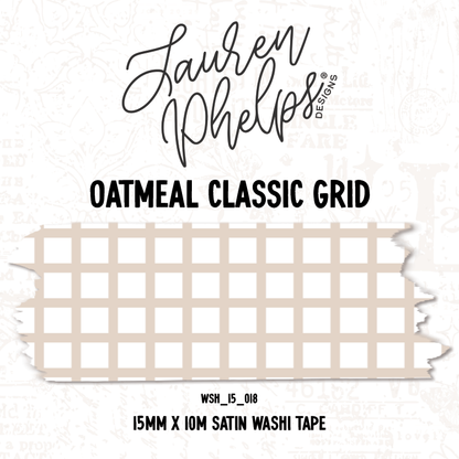 Oatmeal Classic Grid 15mm washi