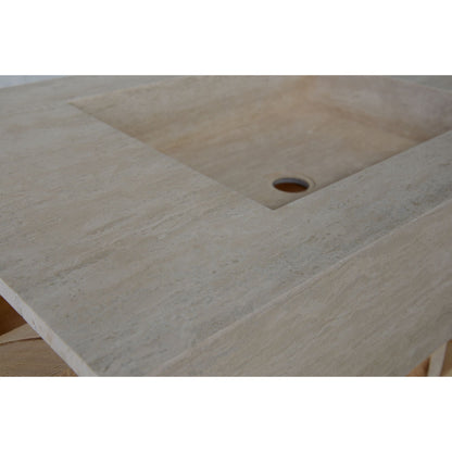 HANDCRAFTED CUSTOM TRAVERTINE DOUBLE SINK (TR-133)