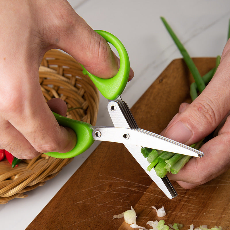 Multifunctional Multi-layer Green Onion Scissors Stainless Steel Onion | Kitchen Accessories | Kitchen + Metal