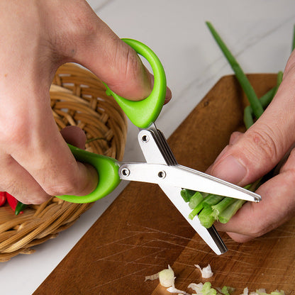 Multifunctional Multi-layer Green Onion Scissors Stainless Steel Onion | Kitchen Accessories | Kitchen + Metal