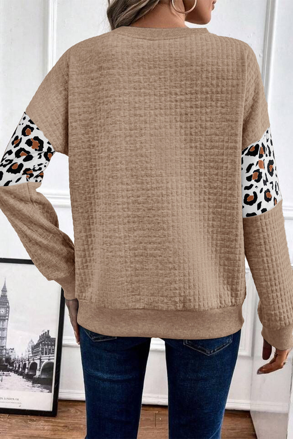 Parchment Leopard Quilted Patchwork Pullover women's r Sweatshirt