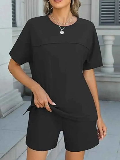Round Neck Short Sleeve matching shorts and top set