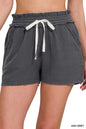 ZENANA Double Elastic band Drawstring Waist Shorts