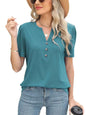 Notched Short Sleeve Women's T-Shirt - Stylish and Comfortable Design