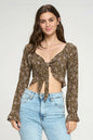 Tie Front Long Sleeve Crop Cardigan Ditsy Floral | Apparel | Kitchen + Metal