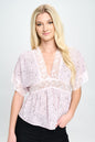 Lace Detail V-Neck Blouse with Short Sleeves | Apparel | Kitchen + Metal