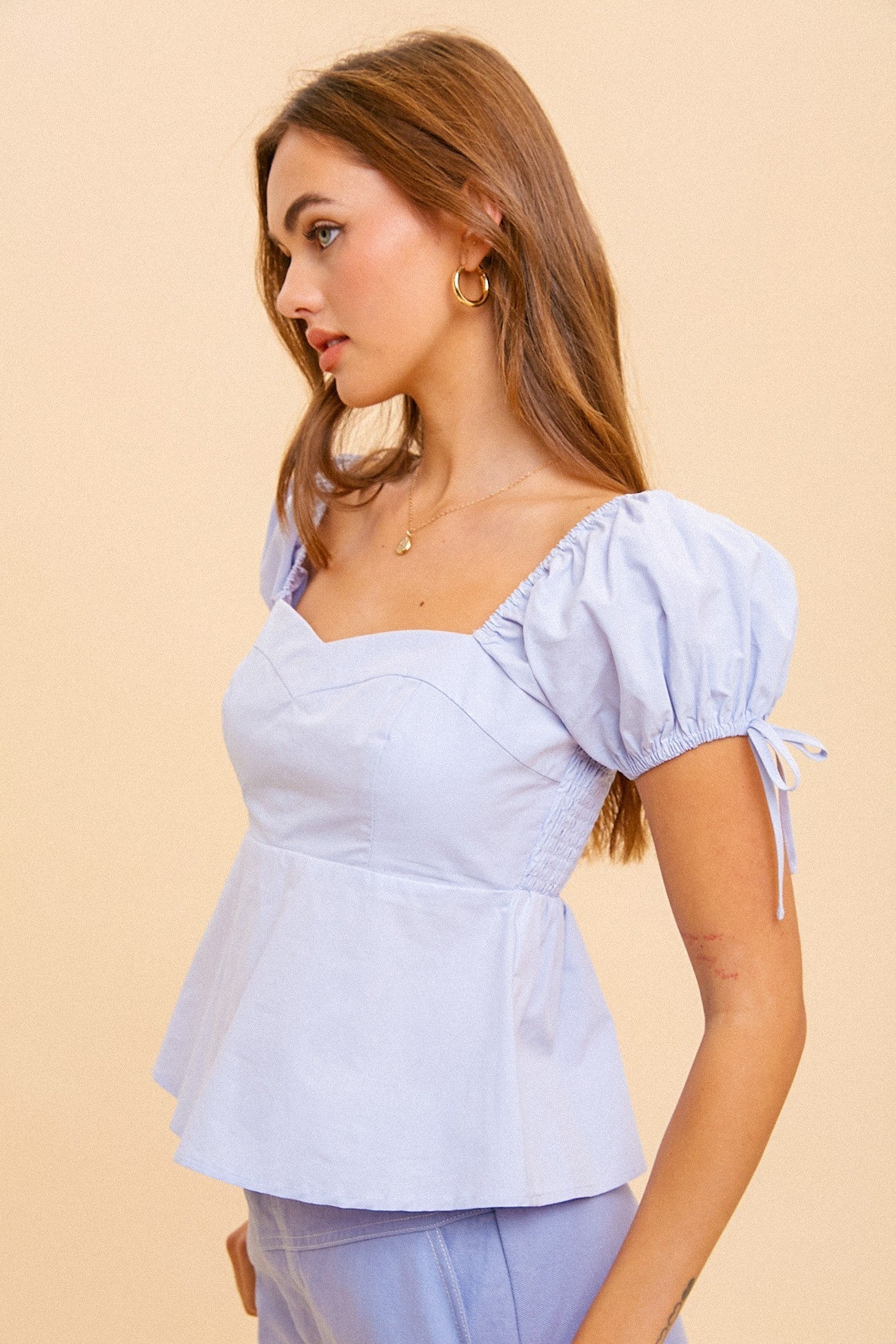 Poplin babydoll top