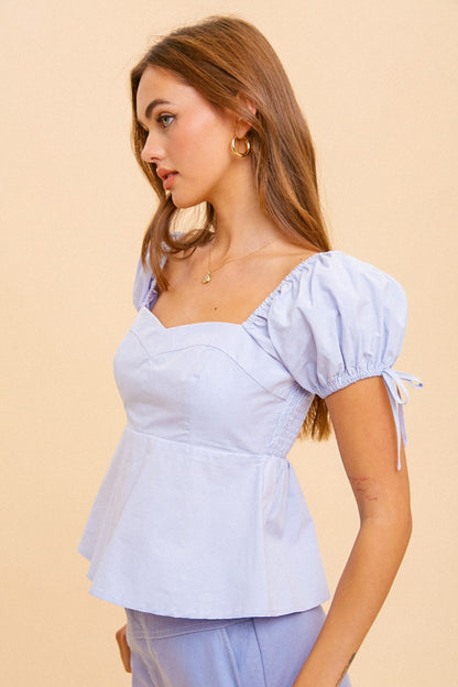 Poplin babydoll top