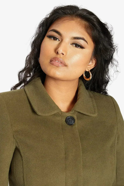 De La Creme Womens Wool Blend Hip Length Covert Coat