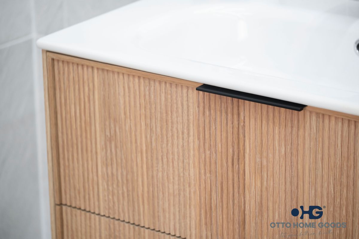 Sorrento 30" Natural Oak Floating Bathroom Vanity with Integrated Sink