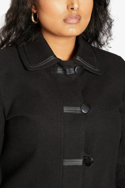 Wool Blend Contrast Trim Coat (1920)