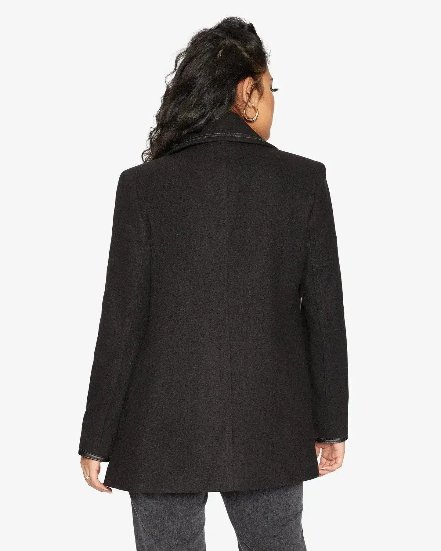Wool Blend Contrast Trim Coat (1920)