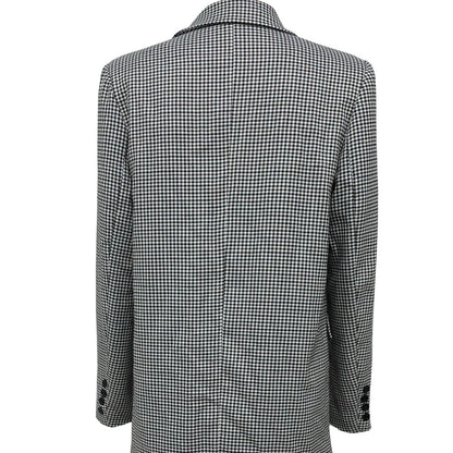 Ladies Checkered Suit Jacket - Lapel Double Breasted Style