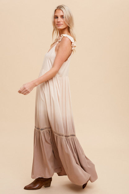 Dip Dyed Ruffled Cami Maxi Dress