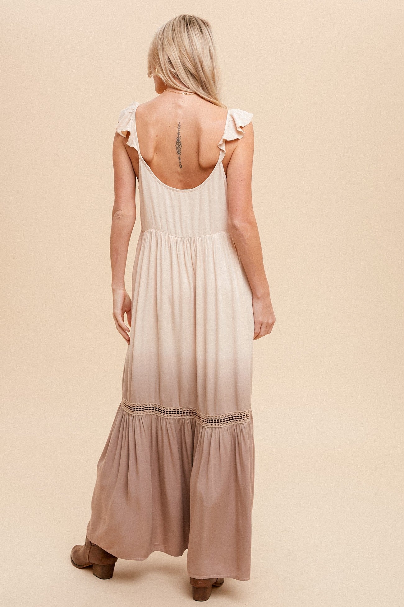 Dip Dyed Ruffled Cami Maxi Dress