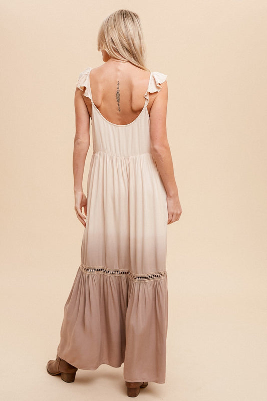 Dip Dyed Ruffled Cami Maxi Dress