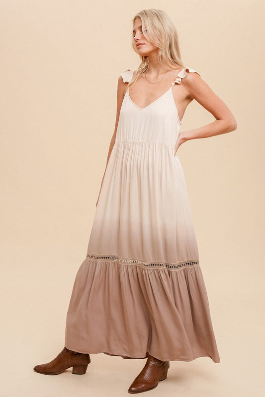 Dip Dyed Ruffled Cami Maxi Dress