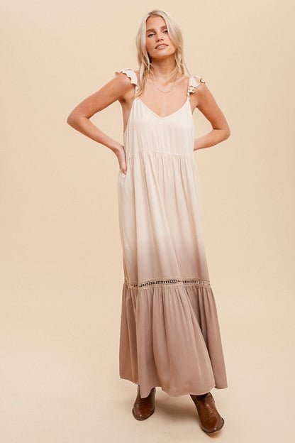 Dip Dyed Ruffled Cami Maxi Dress