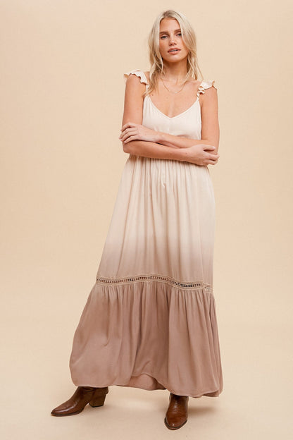 Dip Dyed Ruffled Cami Maxi Dress