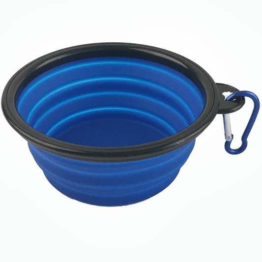 Mr. Peanut's Blue Collapsible Silicone Pet Bowl for Food and Water