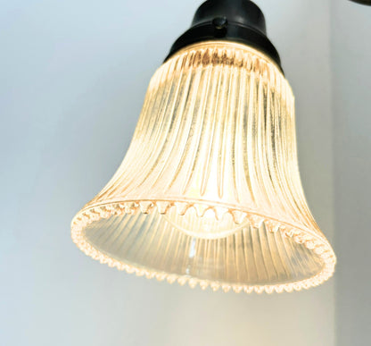 Amber Holophane Clear Glass Wall Sconce or Pendant Light