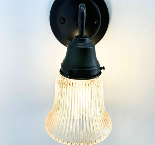 Amber Holophane Clear Glass Wall Sconce or Pendant Light