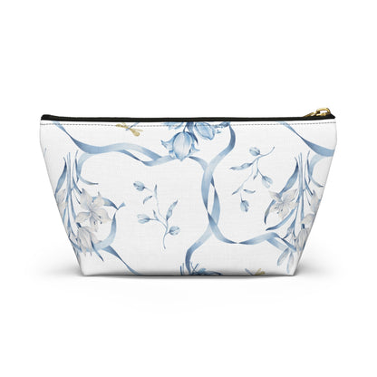 Customizable: Floral T-bottom Accessory Pouch | Gift for Her, Makeup Bag, Travel Organizer, Storage Solution, Spring Decor