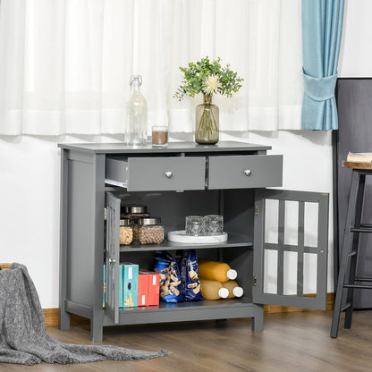 Gray Glass Door Kitchen Cabinet with Drawers | Home Decor | Kitchen + Metal