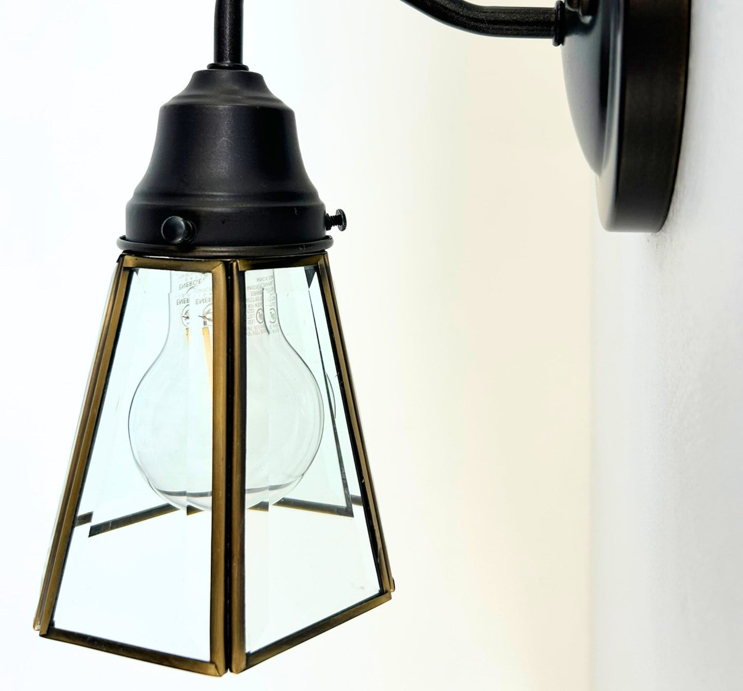Clear Glass and Brass Wall Sconce or Pendant Light