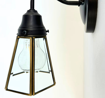 Clear Glass and Brass Wall Sconce or Pendant Light