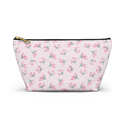 Customizable: Floral Accessory Pouch, Makeup Bag, Travel Case, Pink Flower Pouch, Gift for Her, Cosmetic Clutch, Everyday Organizer