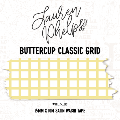 Buttercup Classic Grid 15mm washi