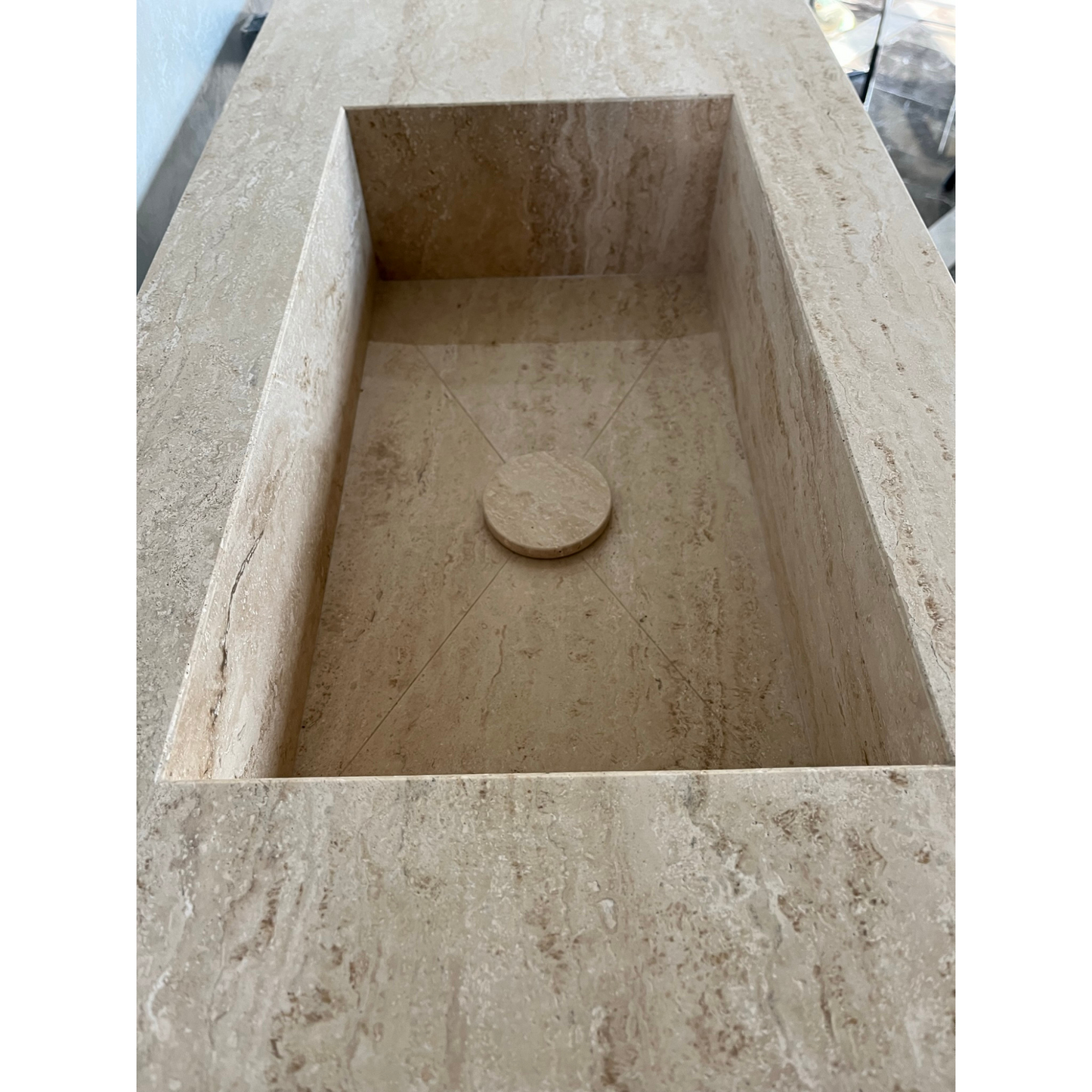 HANDCRAFTED CUSTOM TRAVERTINE SINK (TR-051)