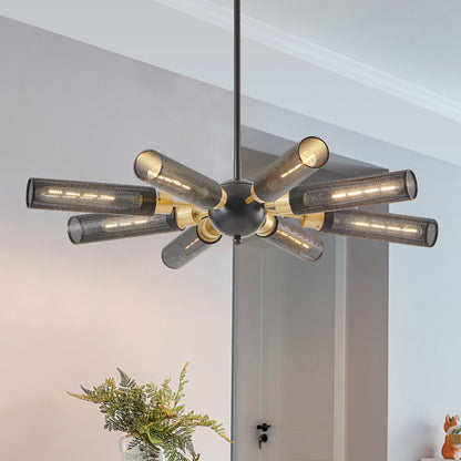 Modern Industrial Sputnik Chandelier, 8-Light Black and Gold Metal | Kitchen [Metal] | Kitchen + Metal