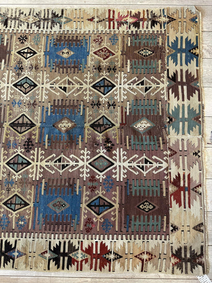 Reyhanli Anatolian 19th C Antique One Of A Kind Kilim Rug 5’ x 8’3”