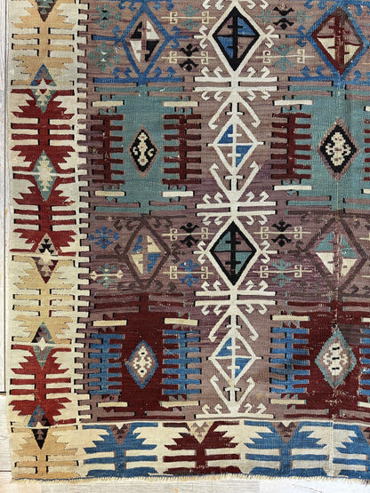 Reyhanli Anatolian 19th C Antique One Of A Kind Kilim Rug 5’ x 8’3”