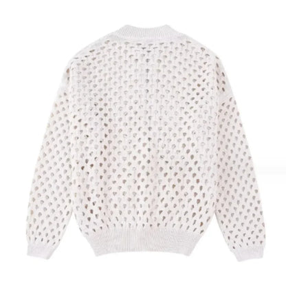 Open Knit Zip-Up Bomber Jacket